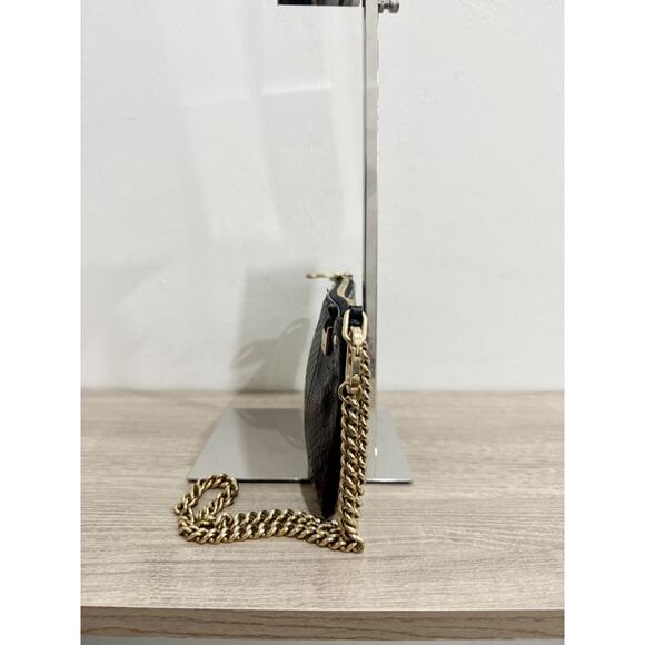 Chloe Snake Embossed Black Leather Chain Wristlet Small Pouch Clutch Handbag - Picture 4 of 10